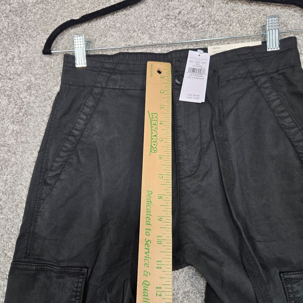 American Eagle Baggy Jogger Cargo Pants Women's 2 (27Wx29L) Black Stretch NEW - Picture 6 of 11